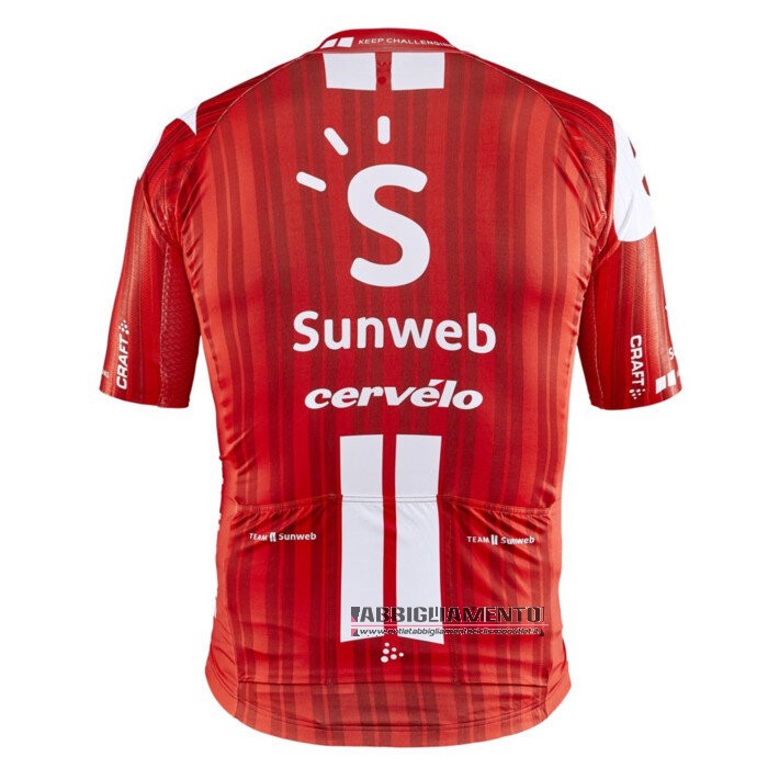 Abbigliamento Sunweb 2020 Manica Corta e Pantaloncino Con Bretelle Rosso - Clicca l'immagine per chiudere